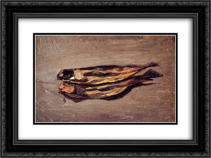 Dried Fish 24x18 Black Ornate Wood Framed Art Print Poster with Double Matting by Bazille, Frederic