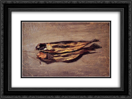 Dried Fish 24x18 Black Ornate Wood Framed Art Print Poster with Double Matting by Bazille, Frederic