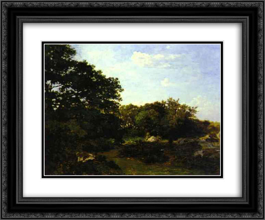 Forest of Fontainebleau 24x20 Black Ornate Wood Framed Art Print Poster with Double Matting by Bazille, Frederic