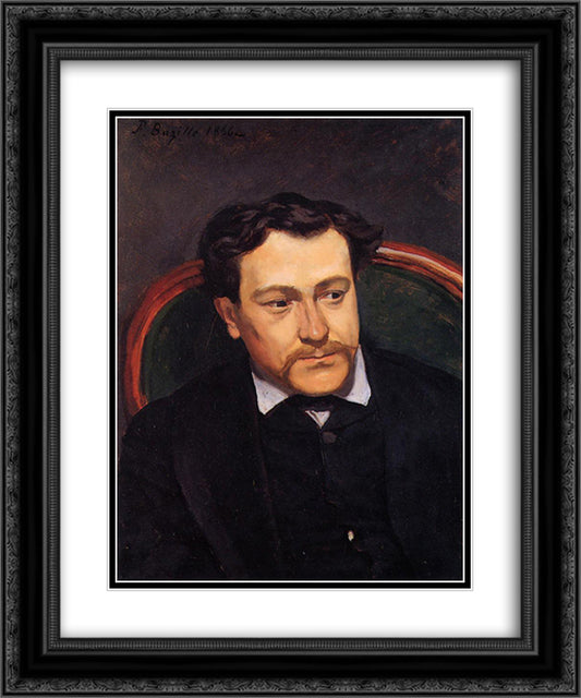 Portrait of edouard Blau 20x24 Black Ornate Wood Framed Art Print Poster with Double Matting by Bazille, Frederic