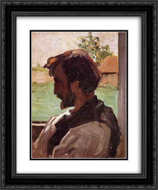 Self-Portrait at Saint-Saveur 20x24 Black Ornate Wood Framed Art Print Poster with Double Matting by Bazille, Frederic