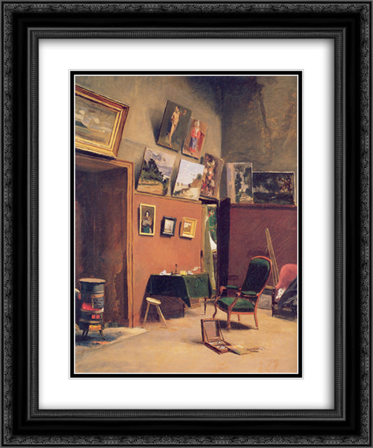 Studio in the rue de Furstenberg 20x24 Black Ornate Wood Framed Art Print Poster with Double Matting by Bazille, Frederic