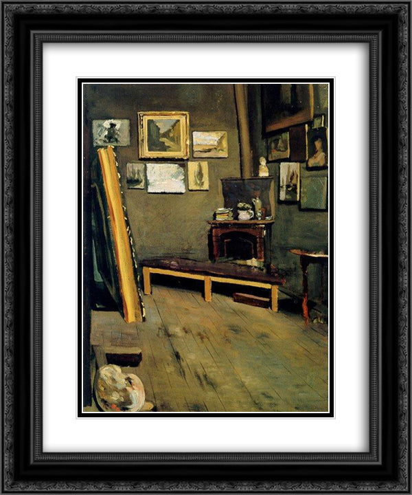 Studio of The Rue Visconti 20x24 Black Ornate Wood Framed Art Print Poster with Double Matting by Bazille, Frederic