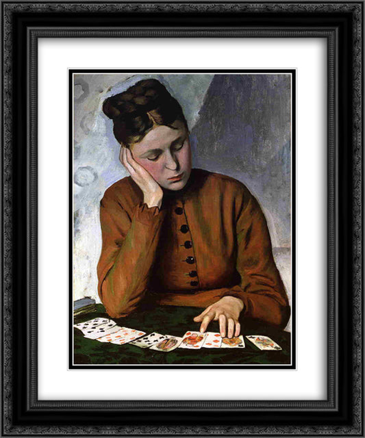 The Fortune Teller 20x24 Black Ornate Wood Framed Art Print Poster with Double Matting by Bazille, Frederic