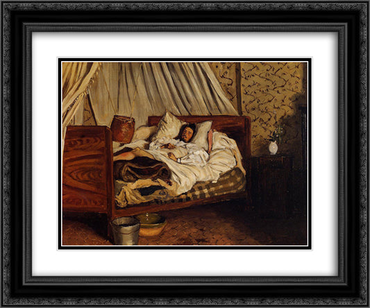 The Improvised Field-Hospital 24x20 Black Ornate Wood Framed Art Print Poster with Double Matting by Bazille, Frederic