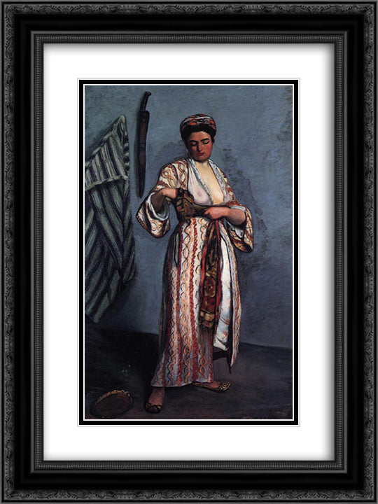 Woman in Moorish Costume 18x24 Black Ornate Wood Framed Art Print Poster with Double Matting by Bazille, Frederic