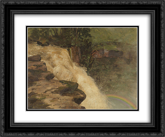 A Waterfall in Colombia 24x20 Black Ornate Wood Framed Art Print Poster with Double Matting by Church, Frederic Edwin