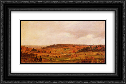 Autumn Shower 24x16 Black Ornate Wood Framed Art Print Poster with Double Matting by Church, Frederic Edwin