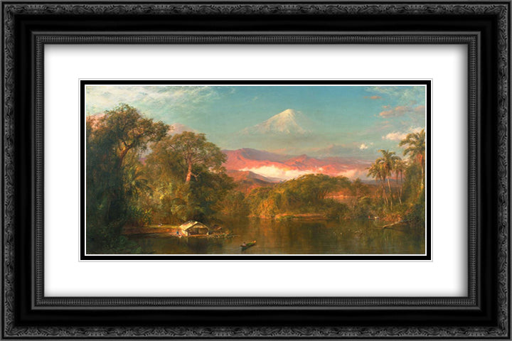 Chimborazo 24x16 Black Ornate Wood Framed Art Print Poster with Double Matting by Church, Frederic Edwin