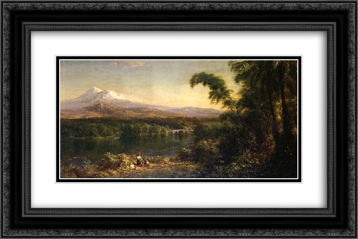 Figures in an Ecuadorian Landscape 24x16 Black Ornate Wood Framed Art Print Poster with Double Matting by Church, Frederic Edwin