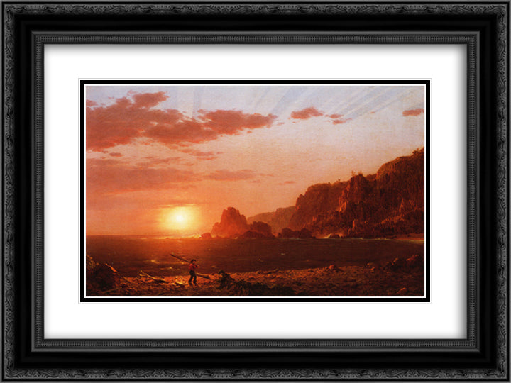 Grand Manan Island, Bay of Fundy 24x18 Black Ornate Wood Framed Art Print Poster with Double Matting by Church, Frederic Edwin