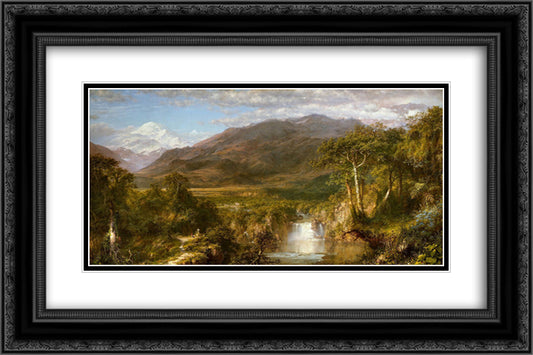 Heart of the Andes 24x16 Black Ornate Wood Framed Art Print Poster with Double Matting by Church, Frederic Edwin