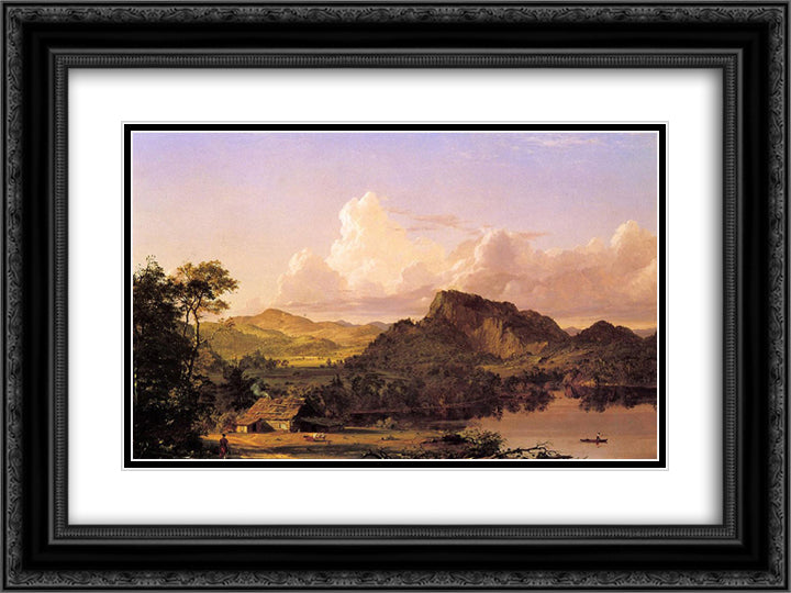 Home by the Lake 24x18 Black Ornate Wood Framed Art Print Poster with Double Matting by Church, Frederic Edwin