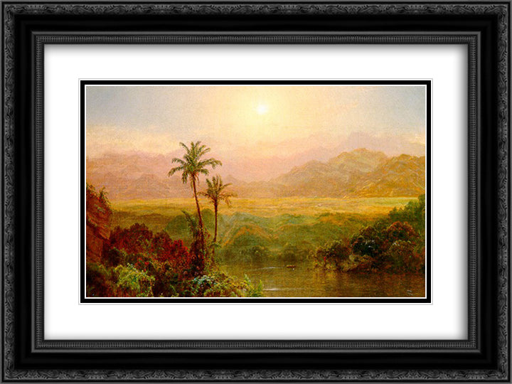 In the Andes 24x18 Black Ornate Wood Framed Art Print Poster with Double Matting by Church, Frederic Edwin