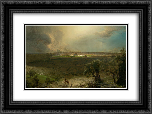 Jerusalem from the Mount of Olives 24x18 Black Ornate Wood Framed Art Print Poster with Double Matting by Church, Frederic Edwin