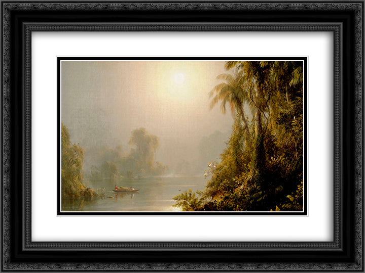 Morning in the Tropics 24x18 Black Ornate Wood Framed Art Print Poster with Double Matting by Church, Frederic Edwin