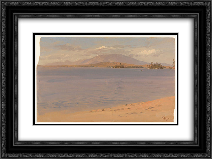 Mount Katahdin from Lake Millinocket 24x18 Black Ornate Wood Framed Art Print Poster with Double Matting by Church, Frederic Edwin