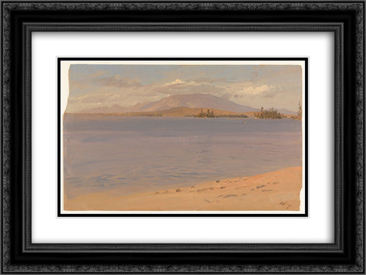 Mount Katahdin from Lake Millinocket 24x18 Black Ornate Wood Framed Art Print Poster with Double Matting by Church, Frederic Edwin