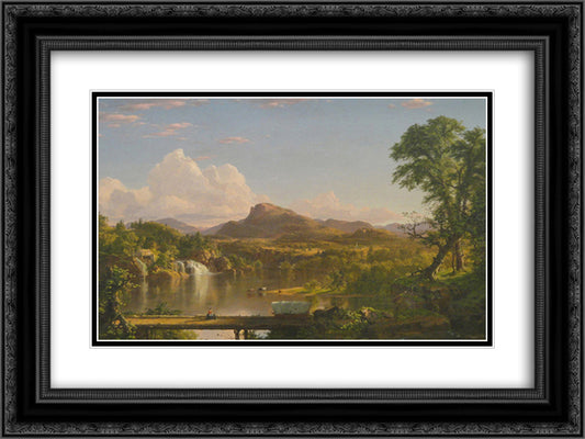 New England Scenery 24x18 Black Ornate Wood Framed Art Print Poster with Double Matting by Church, Frederic Edwin