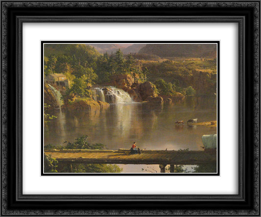 New England Scenery (detail) 24x20 Black Ornate Wood Framed Art Print Poster with Double Matting by Church, Frederic Edwin