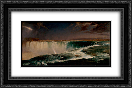 Niagara 24x16 Black Ornate Wood Framed Art Print Poster with Double Matting by Church, Frederic Edwin