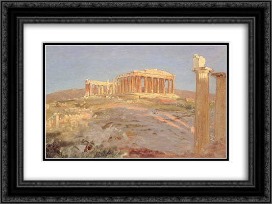 Parthenon 24x18 Black Ornate Wood Framed Art Print Poster with Double Matting by Church, Frederic Edwin