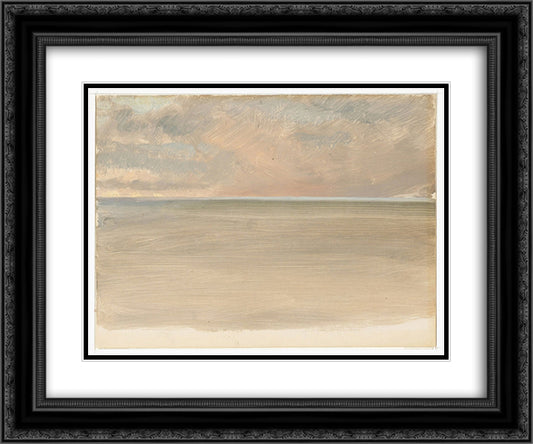 Seascape with Icecap in the Distance 24x20 Black Ornate Wood Framed Art Print Poster with Double Matting by Church, Frederic Edwin