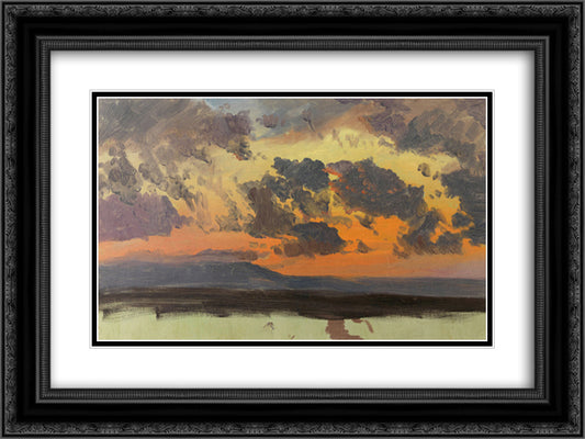 Sky at sunset, Jamaica, West Indies 24x18 Black Ornate Wood Framed Art Print Poster with Double Matting by Church, Frederic Edwin