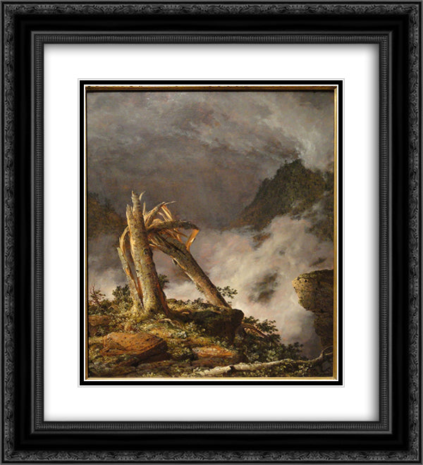 Storm in the Mountains 20x22 Black Ornate Wood Framed Art Print Poster with Double Matting by Church, Frederic Edwin