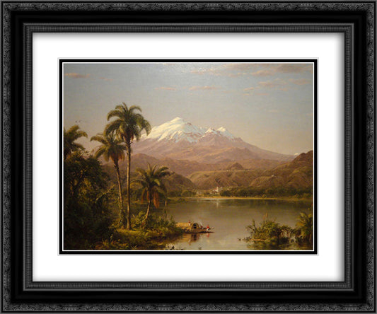 Tamaca Palms 24x20 Black Ornate Wood Framed Art Print Poster with Double Matting by Church, Frederic Edwin