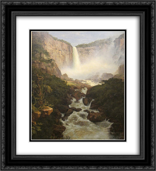 Tequendama Falls, Near Bogota, New Granada 20x22 Black Ornate Wood Framed Art Print Poster with Double Matting by Church, Frederic Edwin