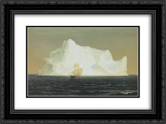 The iceberg 24x18 Black Ornate Wood Framed Art Print Poster with Double Matting by Church, Frederic Edwin