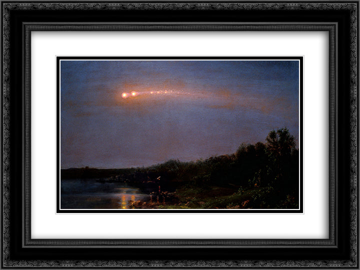 The Meteor of 1860 24x18 Black Ornate Wood Framed Art Print Poster with Double Matting by Church, Frederic Edwin