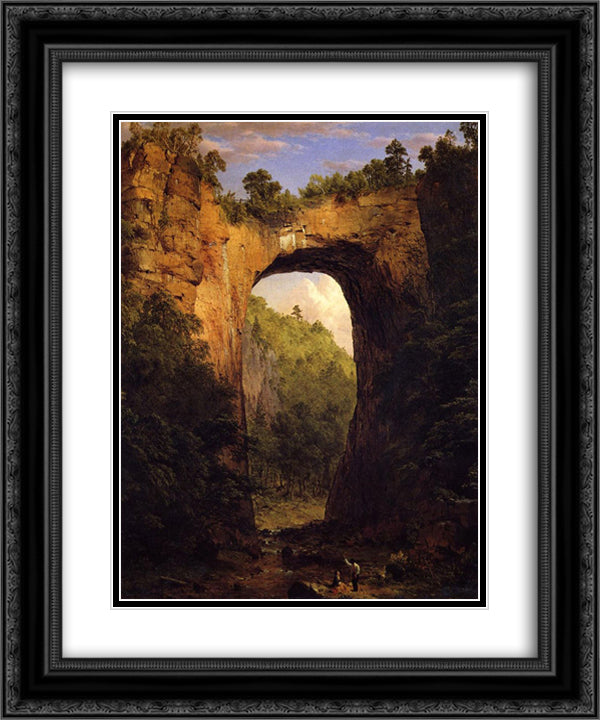 The Natural Bridge, Virginia 20x24 Black Ornate Wood Framed Art Print Poster with Double Matting by Church, Frederic Edwin