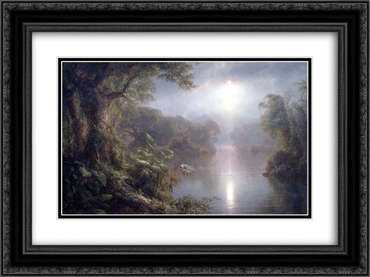 The River of Light 24x18 Black Ornate Wood Framed Art Print Poster with Double Matting by Church, Frederic Edwin