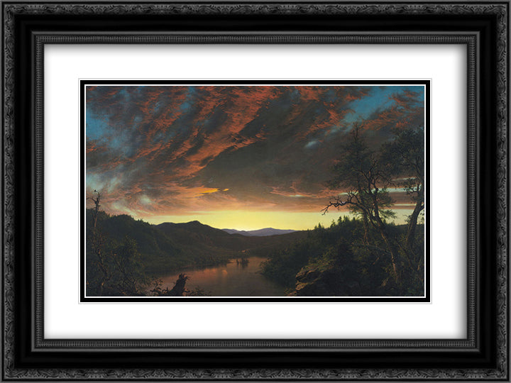 Twilight in the Wilderness 24x18 Black Ornate Wood Framed Art Print Poster with Double Matting by Church, Frederic Edwin