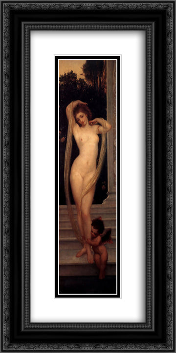 A Bather 12x24 Black Ornate Wood Framed Art Print Poster with Double Matting by Leighton, Frederic