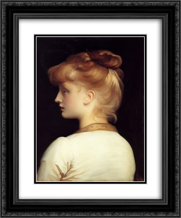 A Girl 20x24 Black Ornate Wood Framed Art Print Poster with Double Matting by Leighton, Frederic