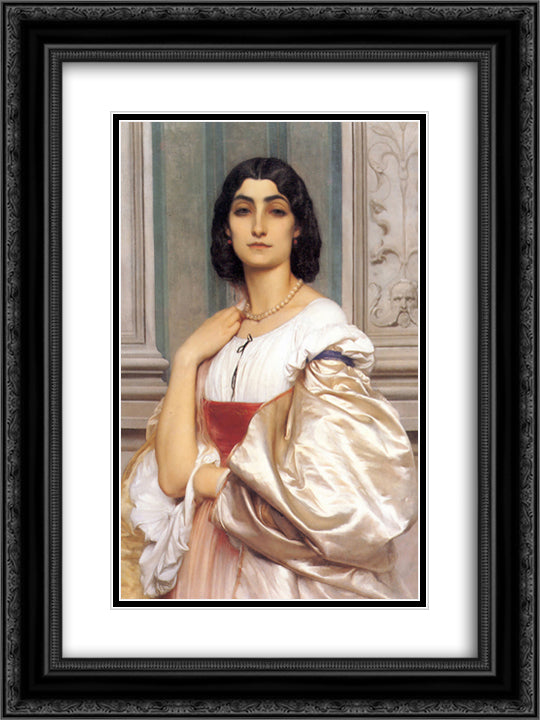 A Roman Lady 18x24 Black Ornate Wood Framed Art Print Poster with Double Matting by Leighton, Frederic