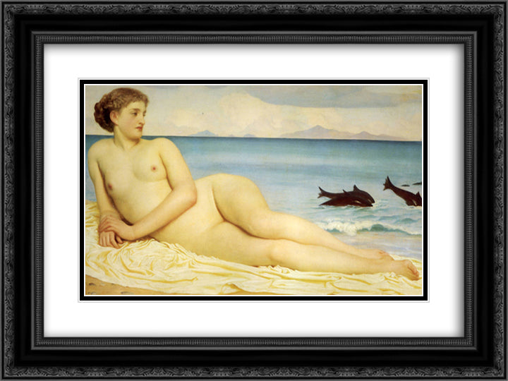 Actaea, the Nymph of the Shore 24x18 Black Ornate Wood Framed Art Print Poster with Double Matting by Leighton, Frederic