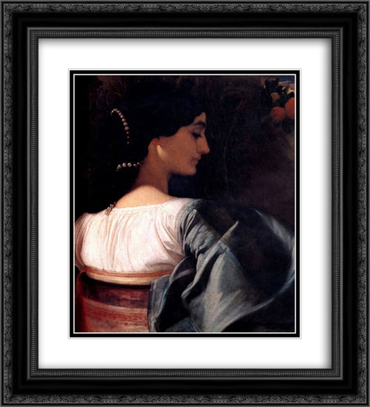 An Italian Lady 20x22 Black Ornate Wood Framed Art Print Poster with Double Matting by Leighton, Frederic