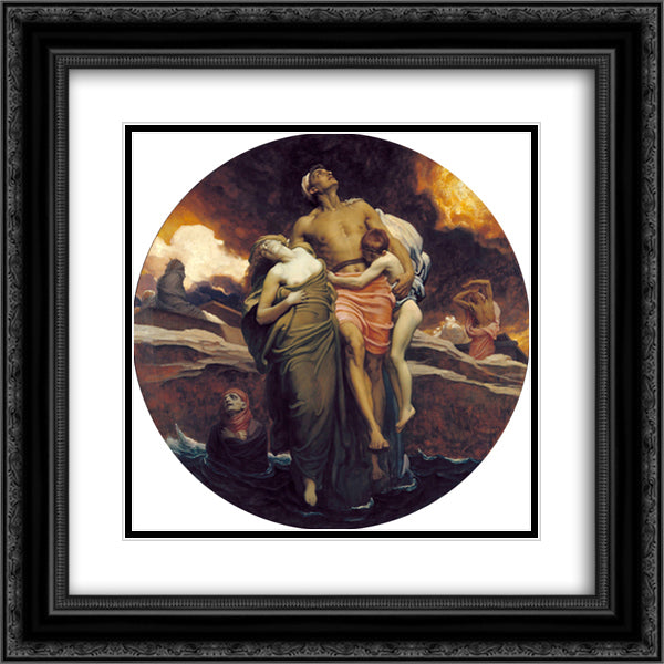 And the sea gave up 20x20 Black Ornate Wood Framed Art Print Poster with Double Matting by Leighton, Frederic