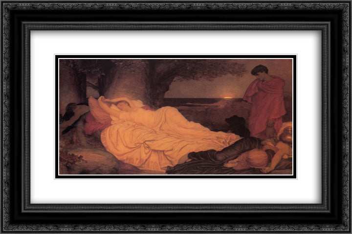 Cymon and Iphigenia 24x16 Black Ornate Wood Framed Art Print Poster with Double Matting by Leighton, Frederic