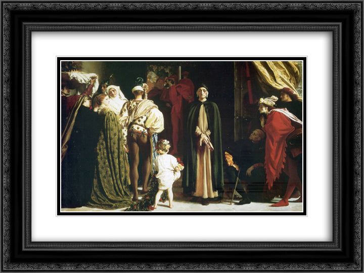 Dante in Exile 24x18 Black Ornate Wood Framed Art Print Poster with Double Matting by Leighton, Frederic