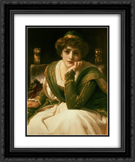 Desdemona 20x24 Black Ornate Wood Framed Art Print Poster with Double Matting by Leighton, Frederic