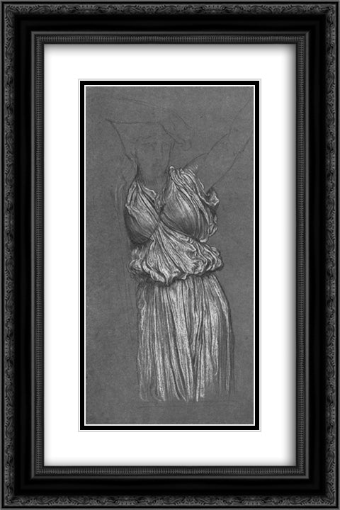 Drapery. Study for The Last Watch of Hero. 16x24 Black Ornate Wood Framed Art Print Poster with Double Matting by Leighton, Frederic