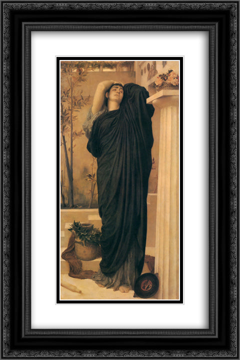 Electra at the Tomb of Agamemnon 16x24 Black Ornate Wood Framed Art Print Poster with Double Matting by Leighton, Frederic