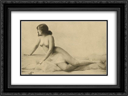 Erotic image 24x18 Black Ornate Wood Framed Art Print Poster with Double Matting by Leighton, Frederic