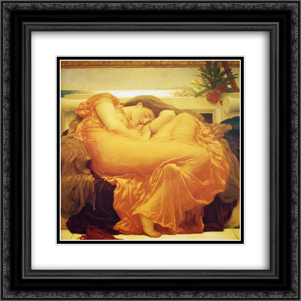 Flaming June 20x20 Black Ornate Wood Framed Art Print Poster with Double Matting by Leighton, Frederic