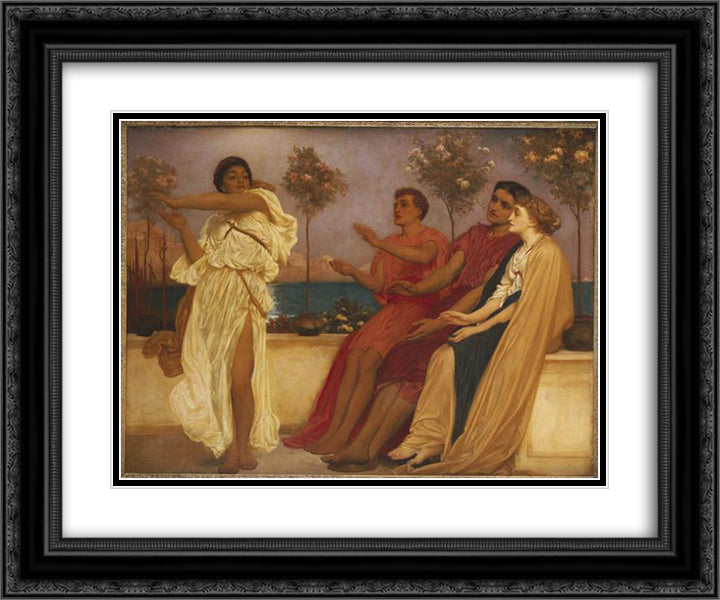 Greek Girl Dancing 24x20 Black Ornate Wood Framed Art Print Poster with Double Matting by Leighton, Frederic